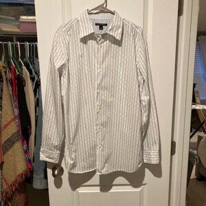 BANANA REPUBLIC Men's Long Sleeved Dress Shirt Striped SIZE LARGE